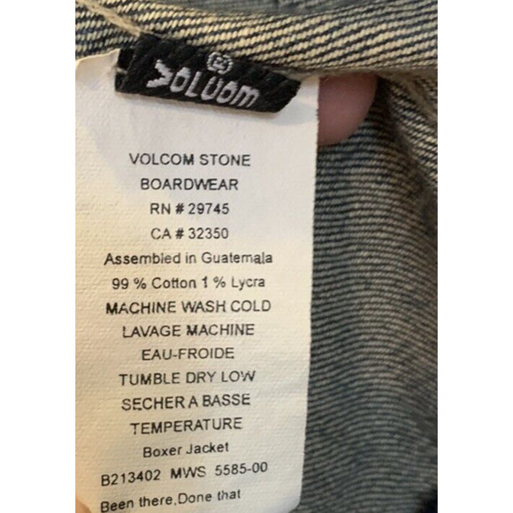 VOLCOM Denim Blue Jean Boxer Motorcycle Zip Up Jacket Women's Size M - Picture 10 of 10